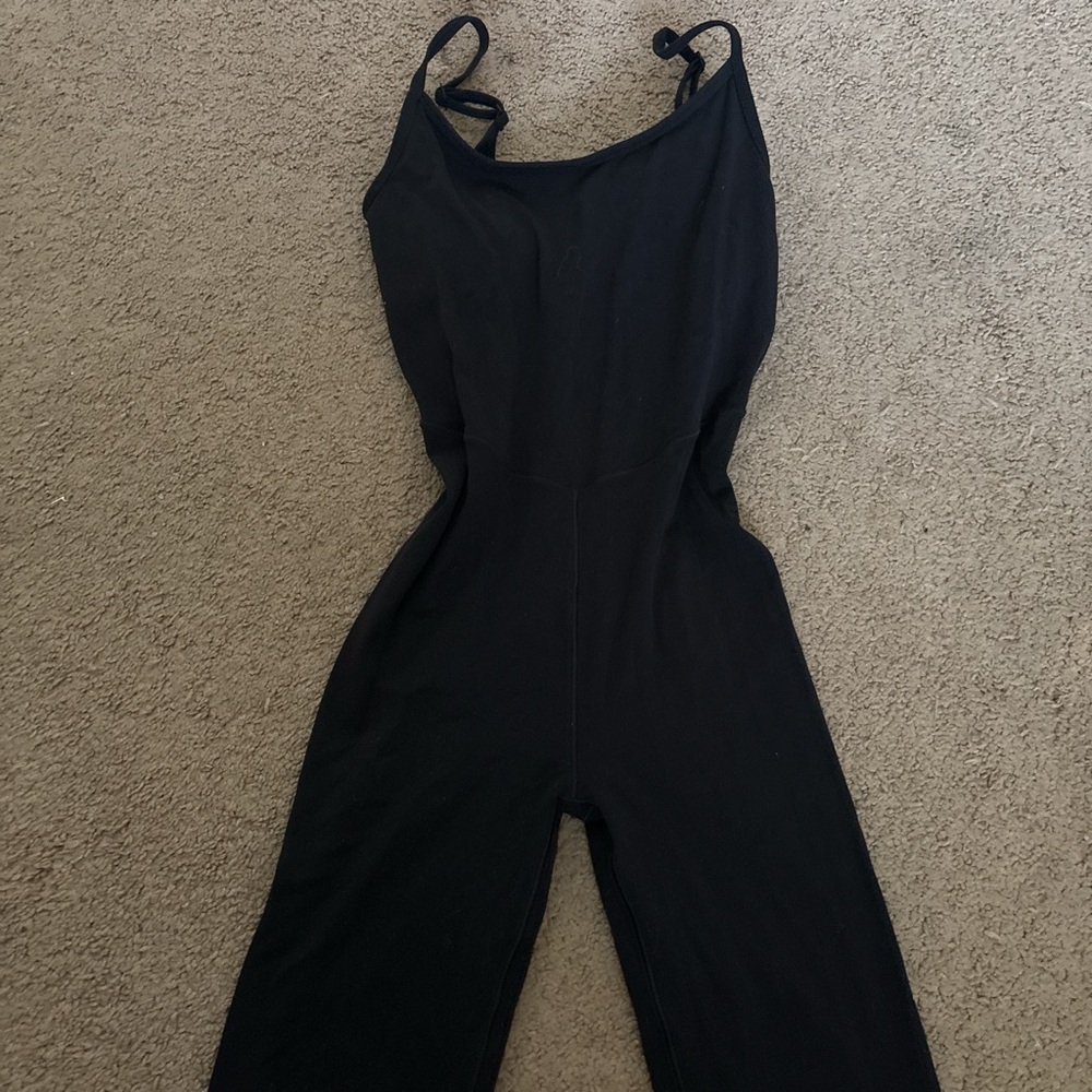 Black Sleeveless Flared Aerie Jumpsuit